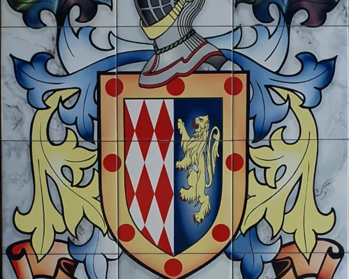 Mural de 12 azulejos de 15 x 15, escudo de armas